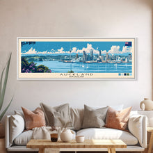 Carregar imagem no visualizador da galeria, Auckland, New Zealand Panoramic Canvas Print, Auckland, New Zealand Painting, New Zealand Art, Auckland Travel Poster, Travel Art, Vacation Gift