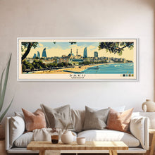 Load image into Gallery viewer, Baku, Azerbaijan Panoramic Canvas Print, Baku, Azerbaijan Painting, Azerbaijan Art, Baku Travel Poster, Travel Art, Living Room Painting