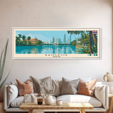 Load image into Gallery viewer, Bangkok, Thailand Panoramic Canvas Print, Bangkok, Thailand Painting, Thailand Art, Bangkok Travel Poster, Travel Art, Living Room Painting