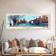 Load image into Gallery viewer, Belfast, Ireland Panoramic Canvas Print, Belfast, Ireland Painting, Ireland Art, Belfast Travel Poster, Travel Art, Vacation Gift