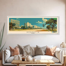 Load image into Gallery viewer, Brasilia, Brazil Panoramic Canvas Print, Brasilia, Brazil Painting, Brazil Art, Brasilia Travel Poster, Travel Art, Housewarming Gift
