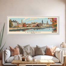 Carregar imagem no visualizador da galeria, Cambridge, England Panoramic Canvas Print, Cambridge, England Painting, England Art, Cambridge Travel Poster, Travel Art, Living Room Painting
