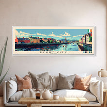 Load image into Gallery viewer, Derry City, Ireland Panoramic Canvas Print, Derry City, Ireland Painting, Ireland Art, Derry City Travel Poster, Travel Art, Living Room Painting