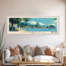 Carregar imagem no visualizador da galeria, Florianopolis, Brazil Panoramic Canvas Print, Florianopolis, Brazil Painting, Brazil Art, Florianopolis Travel Poster, Travel Art, Living Room Painting