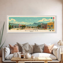 Load image into Gallery viewer, Reynosa, Mexico Panoramic Canvas Print, Reynosa, Mexico Painting, Mexico Art, Reynosa Travel Poster, Travel Art, Guest Room Painting