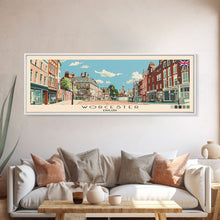 Load image into Gallery viewer, Worcester, England Panoramic Canvas Print, Worcester, England Painting, England Art, Worcester Travel Poster, Travel Art, Guest Room Painting