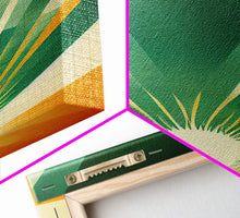 Load image into Gallery viewer, Emerald Green Sun Burst, Art Deco Style, Framed Canvas Print, Ready To Hang Framed Wall Art, Living Room Wall Hanging