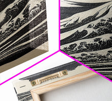 Load image into Gallery viewer, Black and White Tsunami Waves, Japanese Style Art, Framed Canvas Print, Ready To Hang Framed Wall Art, Living Room Wall Decor