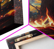 Carregar imagem no visualizador da galeria, Abstract Campfire Art, Framed Canvas Print, Ready To Hang Framed Wall Art, Living Room Wall Hanging