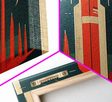 Carregar imagem no visualizador da galeria, Art Deco Space Travel Poster Art, Framed Canvas Print, Ready To Hang Framed Wall Art, Living Room Wall Hanging