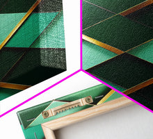 Load image into Gallery viewer, Emerald Green Geometric Abstract Art, Framed Canvas Print, Ready To Hang Framed Wall Art, Living Room Wall Hanging