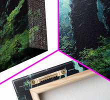 Cargar imagen en el visor de la galería, Fantasy Forest with Temple Steps, Wall Decor, Ready To Hang Framed Canvas Print, Oversize Wall Art