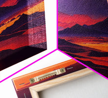Load image into Gallery viewer, Arizona Desert Landscape at Sunset, Vaporwave Style Landscape, Cool Office Art, Ready To Hang Framed Canvas Print, Oversize Wall Art