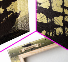 Load image into Gallery viewer, Haunted ghost pirate ship aloft in the sea, 3 piece canvas, 3 piece wall art, living room above sofa art
