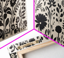 Load image into Gallery viewer, Black and White Floral Print, 3 Piece Framed Canvas Art, Boho Rustic Farmhouse Decor, Living Room Art, Minimalist Wall Art
