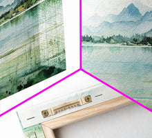 Carregar imagem no visualizador da galeria, Framed Canvas Wall Art Set of 3 Mint Green Forest Mountain Nature Landscape Prints Minimalist Modern Art Woodland Nursery Wall Art