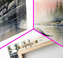 Carregar imagem no visualizador da galeria, Framed Canvas Wall Art Set of 3 Pastel Mountain Range Lake Nature Landscape Prints Minimalist Modern Art Woodland Nursery Decor Office Art