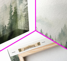 Carregar imagem no visualizador da galeria, Framed Canvas Wall Art Set of 3 Emerald Green Pine Tree Mountain Range Nature Landscape Prints Minimalist Modern Art Woodland Nursery Decor