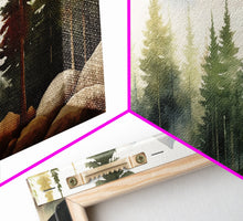 Carregar imagem no visualizador da galeria, 3 Panel Framed Canvas Print Wall Art Set of 3 Emerald Green Mountain Forest Lake Landscape Minimalist Modern Art Nature Wall Decor Pine Tree