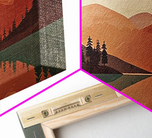 Load image into Gallery viewer, Boho Wall Art Prints, 3 Panel Canvas Art, Pacific Northwest Sunset, Boho Wall Art Set Minimalist Modern Mid Century Abstract Forest Wall Art