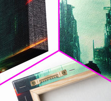 Load image into Gallery viewer, Cyberpunk Demon Art, Demon in the streets of Tokyo, Framed Canvas Print, Ready To Hang Framed Wall Art