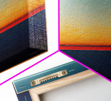 Load image into Gallery viewer, Beautiful Art deco style watercolor sunset, framed canvas print, ready to hang framed wall art