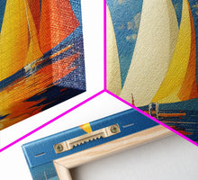 Load image into Gallery viewer, Art Deco Sailboats, Sailing Art, Sailing on the open sea, Wall Decor, Ready To Hang Framed Canvas Print, Oversize Wall Art