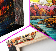 Load image into Gallery viewer, Beautiful Autumn Centerpiece Art, Framed Canvas Print, Stained Glass Style Decor, Fall Decor, Fall Art, Farmhouse Decor, Fall Home Decor