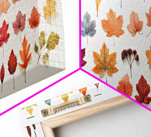 Cargar imagen en el visor de la galería, Fall Leaves Photography Study, Framed Canvas Print, Fall Decor, Autumn Decor, Fall Centerpiece, Seasonal Art, Fall Centerpiece