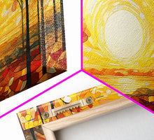 Load image into Gallery viewer, Beautiful Fall Decor Centerpiece Framed Canvas Print, Autumn Decor, Fall Wall Art, Above Mantle Wall Art, Stained Glass Style