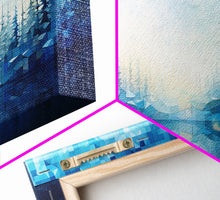 Carregar imagem no visualizador da galeria, A Winter Scene, Framed Canvas Print, Mosaic Style Painting Print, Stained Glass Style Art, Above Mantle Art, Living Room Decor