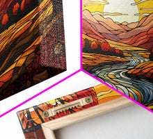 Carregar imagem no visualizador da galeria, Fall Wall Art, Abstract Wall Print, Sunset Art, River Art, Canvas Print, Wall Hanging, Panoramic Art, Nature Lover Gift, Above Bed Decor