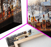 Load image into Gallery viewer, Bar Wall Decor, Winter Wall Print, Canvas Print, Wall Hanging, Panoramic Art, Home Bar Decor, Newlywed Gift, Tiny House Decor, Room Decor