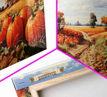 Cargar imagen en el visor de la galería, Fall Wall Art, Pumpkin Decor, Nature Wall Art, Canvas Print, Wall Hanging, Panoramic Art, Farmhouse Art, Country Home Decor, Kitchen Prints