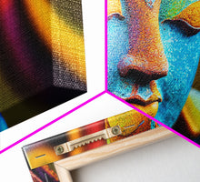 Load image into Gallery viewer, Colorful Buddha Canvas Wall Art, Framed Canvas Print, Buddhism Print, Yoga, Zen Wall Art, Buddha Decor