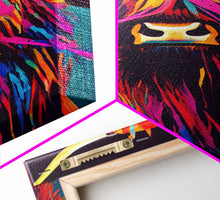 Cargar imagen en el visor de la galería, Colorful farmhouse art, Highland cow, Scotland cattle, framed canvas print