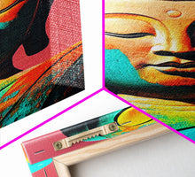 Cargar imagen en el visor de la galería, Colorful rainbow Buddha, framed canvas print zen wall art