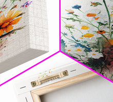 Cargar imagen en el visor de la galería, Colorful wildflowers, beautiful floral art, framed canvas print