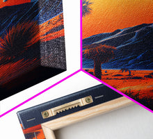 Carregar imagem no visualizador da galeria, Fiery Orange Sunset Cactus Desert Wall Art Canvas Print - Vibrant Colors of a Desert Oasis Artwork