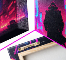 Load image into Gallery viewer, Cyberpunk City, Neon synthwave dystopian art, framed canvas print