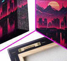 Load image into Gallery viewer, Cyberpunk Vancouver, Futuristic city skyline art, framed canvas print