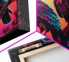 Load image into Gallery viewer, Birds of Prey at sunset, Hawks on a branch, framed canvas print