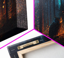 Carregar imagem no visualizador da galeria, Fantasy forest art, Fireflies and the owl at midnight, framed canvas art, framed canvas print