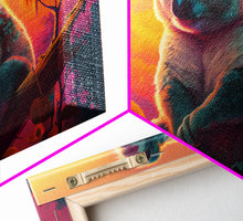 Load image into Gallery viewer, Cute Koala bear at sunset, vaporwave animal art, framed canvas print, framed wall art, ready to hang, synthwave art