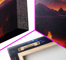 Load image into Gallery viewer, Watercolor of a prehistoric campfire, primitive art, framed canvas print