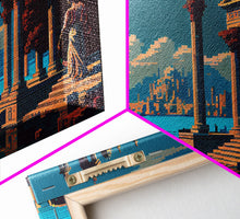 Load image into Gallery viewer, Ancient Roman Architecture, 8 bit pixel art, framed canvas print