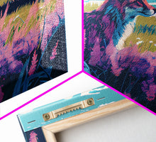 Carregar imagem no visualizador da galeria, Cute fox in a field, watercolor art, framed canvas print, colorful animal art