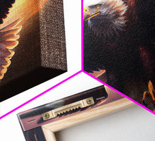 Load image into Gallery viewer, American Bald Eagle in Flight, watercolor, framed canvas print
