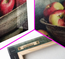 Cargar imagen en el visor de la galería, Farmhouse Kitchen Art, Framed Canvas Print, Still Life of Apples In A Rustic Bowl, Photography Print, Kitchen Decor, Rustic Country Kitchen