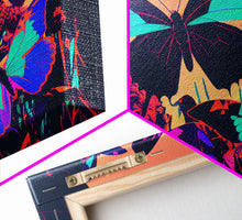 Load image into Gallery viewer, Beautiful butterfly art, vaporwave aesthetic pastel art, framed canvas print